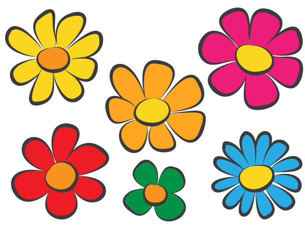 Set of colorful flowers - Vektor, obrázek