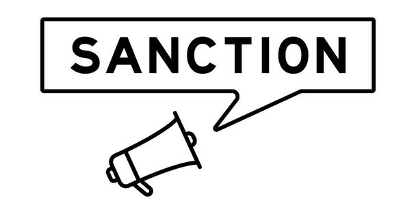 Beyaz arkaplanda kelime yaptırımı ile konuşma baloncuğu olan megafon simgesi - Vektör, Görsel