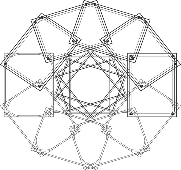 Diseño alternativo de mandola realizado con marcos sobre un fondo en blanco - Vector, imagen