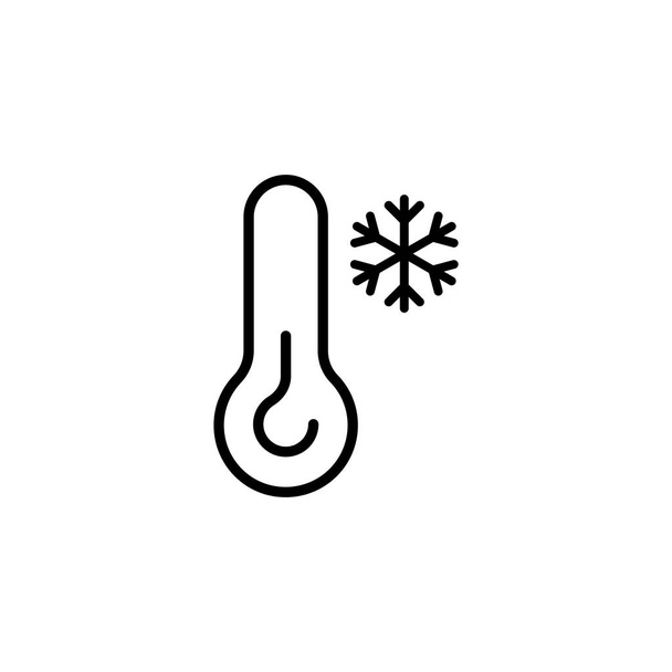 Thermometers met sneeuwvlokkenlijn icoon. Verschillende niveaus van temperatuur, klimaatbeheersing, lucht, warm, koud, weersomstandigheden, koorts, ziekte, ziekte. Meet het concept. Vector lijn icoon voor het bedrijfsleven - Vector, afbeelding