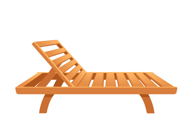 Strand houten ligstoel zomer zonnebank vector illustratie geïsoleerd op witte achtergrond. - Vector, afbeelding
