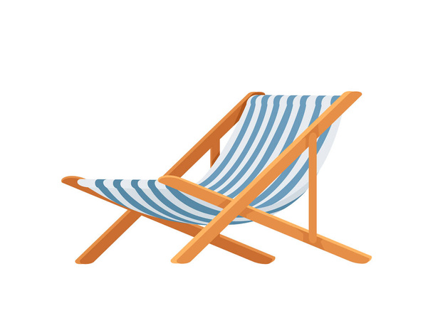 Legno chaise lounge estate spiaggia mobili vettore illustrazione isolato su sfondo bianco. - Vettoriali, immagini