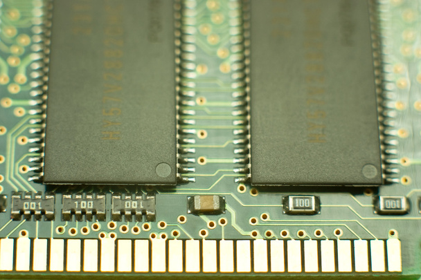 Computer chips on circuit board with connector - Photo, Image