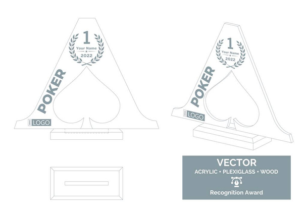 Casino trofee vector template, Poker toernooi trofee template, Casino kampioenschap award - Vector, afbeelding
