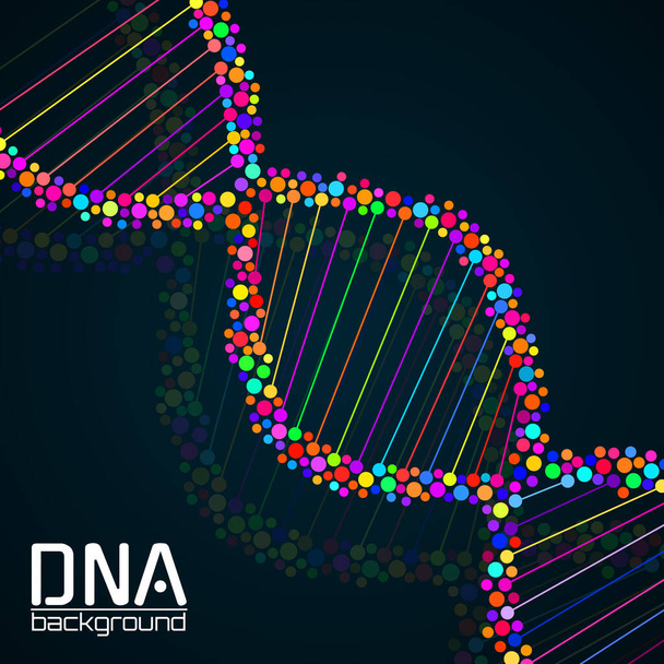 Абстрактная спираль ДНК, красочная молекулярная структура, научная концепция. Векторная иллюстрация - Вектор,изображение