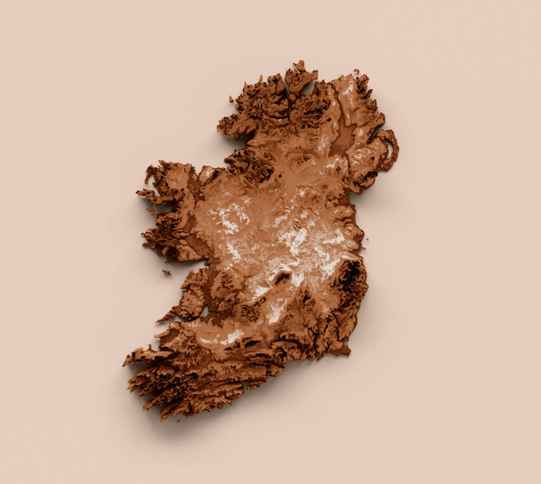 Landkarte von Irland im alten Stil, braune Grafiken im Retro-Stil Vintage Style. Hohe detaillierte 3D-Illustration - Foto, Bild