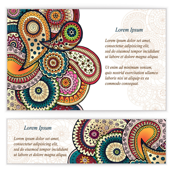 Set of  doodle paisley posters for your business - Vektori, kuva