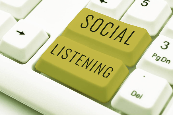 Légende du texte présentant Social Listening, Business overview instrument juridique régissant la redistribution des logiciels - Photo, image