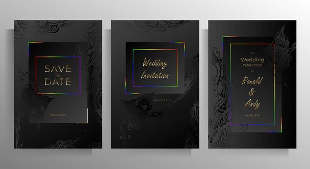 Invitation design for a gay or lesbian wedding. Set of vector templates. - Vector, Image