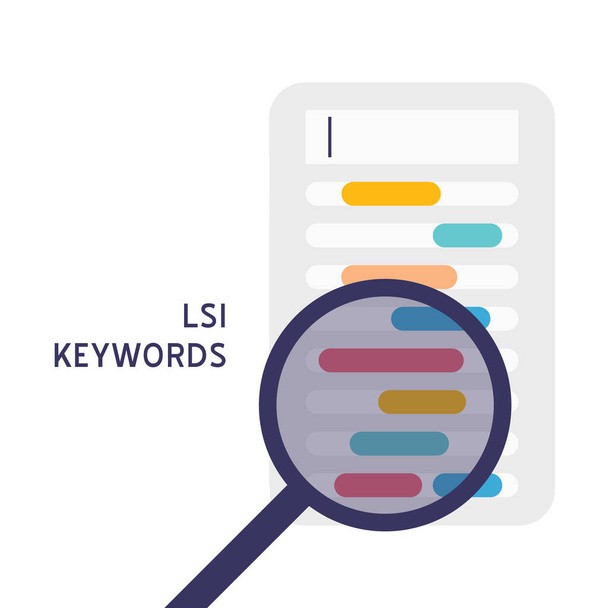 Icona vettoriale delle parole chiave LSI (Latent Semantic Indexing). Concetto di ottimizzazione della ricerca di parole. - Vettoriali, immagini