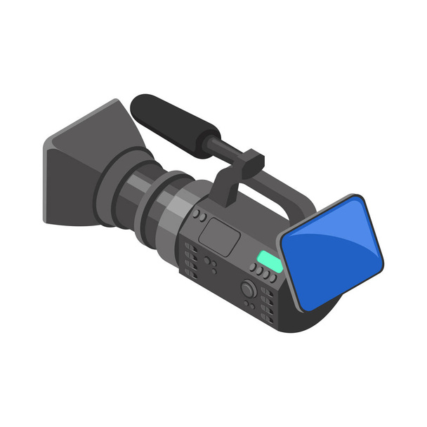 Professional tv video camera back view 3d isometric icon vector illustration - Vecteur, image