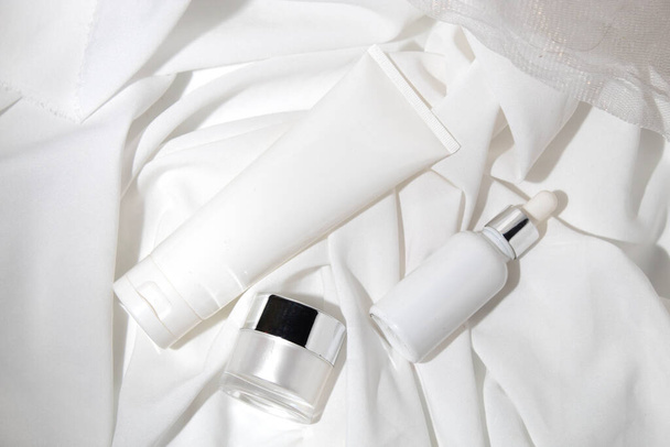 mockup tube bottle for skin care cosmetic, product branding, serum dropper cream lotion treatment - Fotó, kép