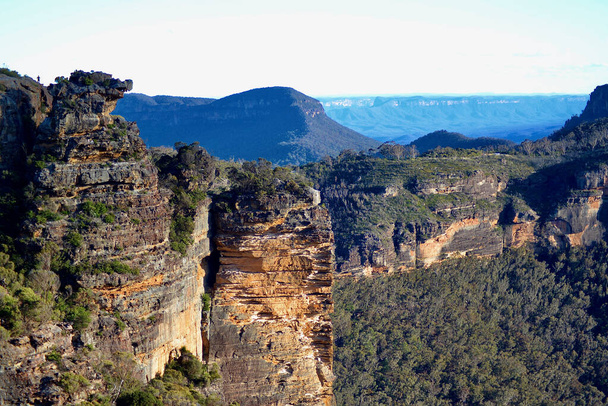 Widok na Wąską szyjkę w Katoomba w Niebieskich Górach Australii - Zdjęcie, obraz