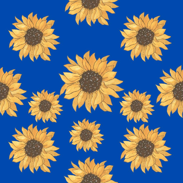 Sunflower tile background. Cute for flower and sunflower lovers. - 写真・画像