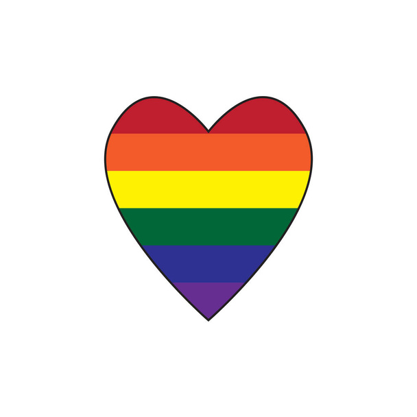heart pattern with colors of LGBTQ pride flag or Rainbow pride flag on white background including Lesbian, gay, bisexual and transgender couple Love concept - Vetor, Imagem