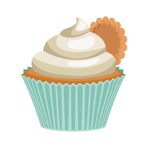 sweet cupcake with cookie dessert - Vector, Image