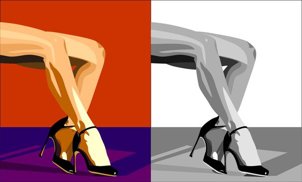 Женские ноги в обуви
 - Вектор,изображение