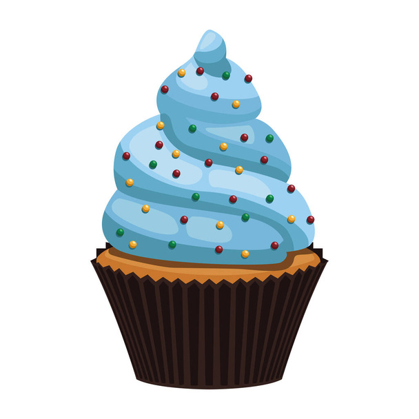 sweet cupcake with chips dessert - Vector, afbeelding