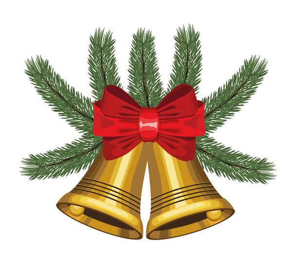 christmas bells and firs decoration - Vector, Image