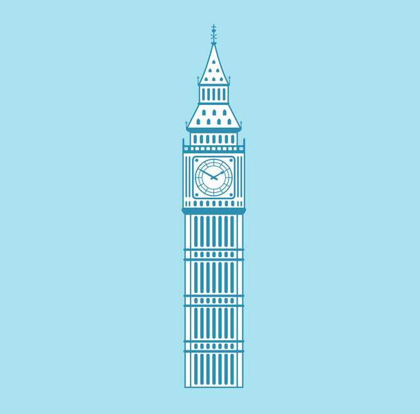 Big ben - Ηνωμένο Βασίλειο, Λονδίνο | Παγκόσμια διάσημα κτίρια διανυσματική απεικόνιση - Διάνυσμα, εικόνα