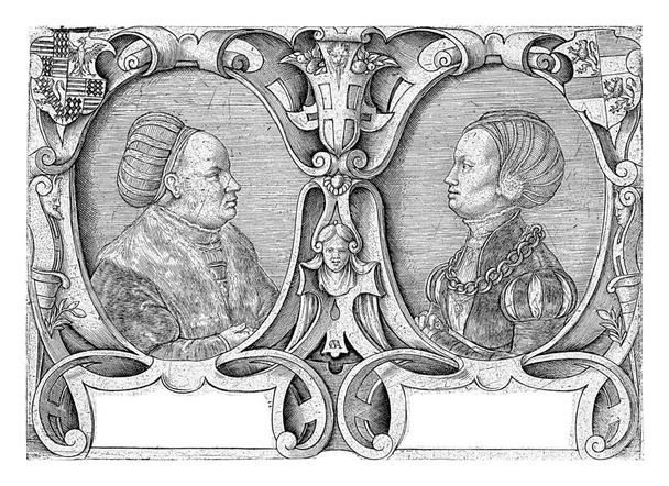 Doble retrato del conde Ernesto II Mansfeld zu Vorderort y de su segunda esposa Dorothea von Solms-Lich, ambos de perfil. - Foto, Imagen