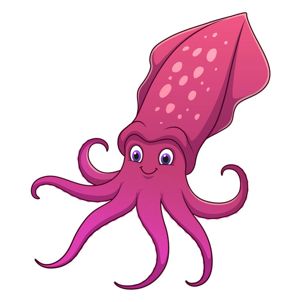 Ilustración de animales de dibujos animados de calamar - Vector, imagen