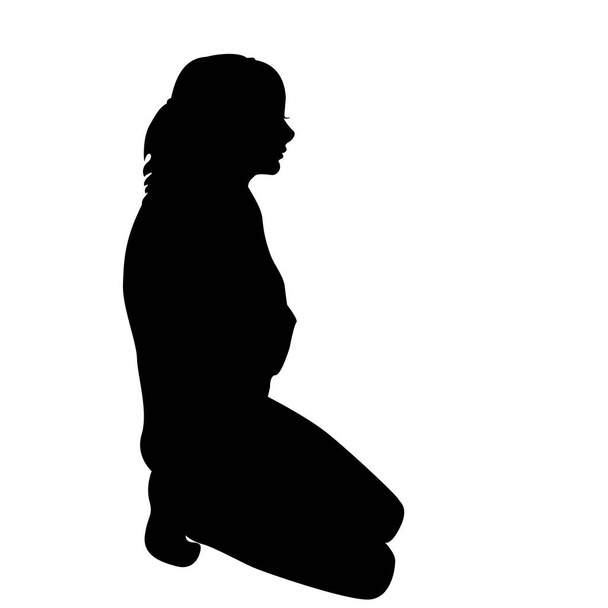 Žena silueta na kolenou - Vektor, obrázek