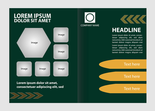 Bi-fold brochure template design with green color - Vector, afbeelding