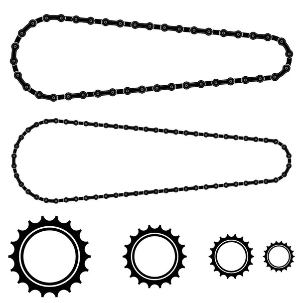 Набор различных рамок велосипедной цепи, изолированных на белом фоне. - Фото, изображение