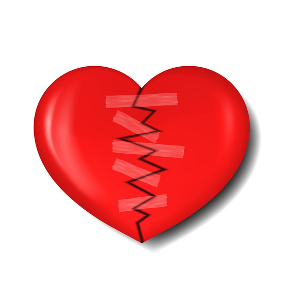 Illustratie van gebroken hart met gips - Vector, afbeelding