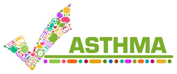 Immagine concettuale dell'asma con simboli relativi al testo e alla salute. - Foto, immagini