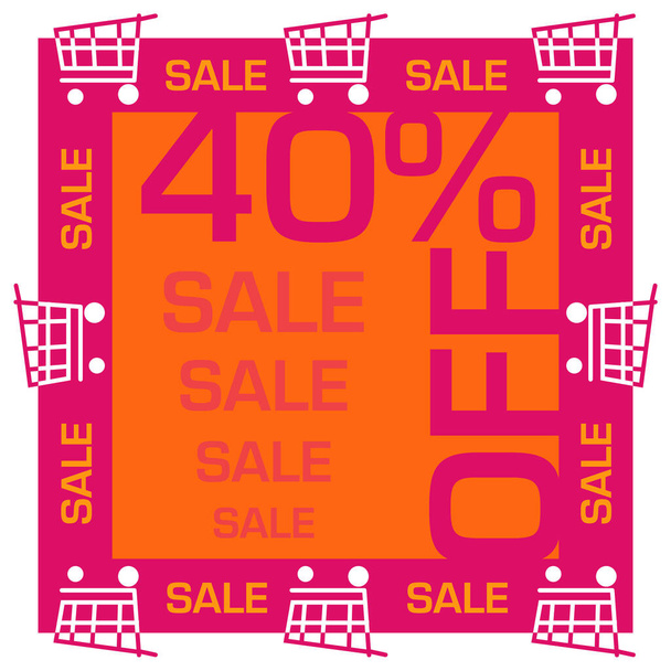 Discount Forty Percent Off concept image with text and shopping cart symbols. - Foto, afbeelding