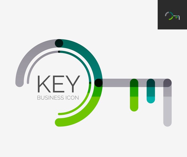 Minimální linie designu loga, Ikona klíče - Vektor, obrázek