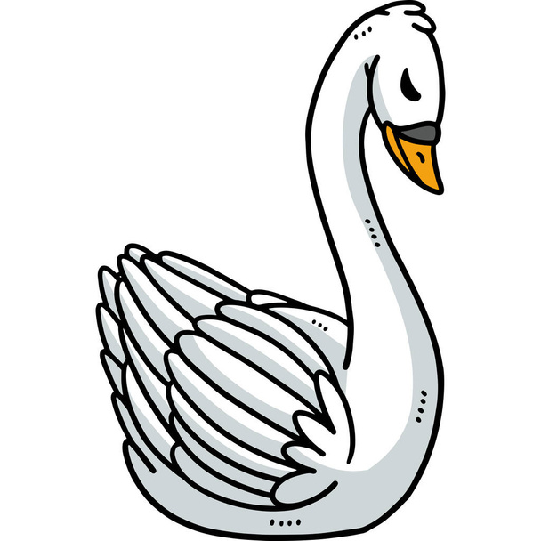 This cartoon clipart shows a Swan illustration. - Vektör, Görsel