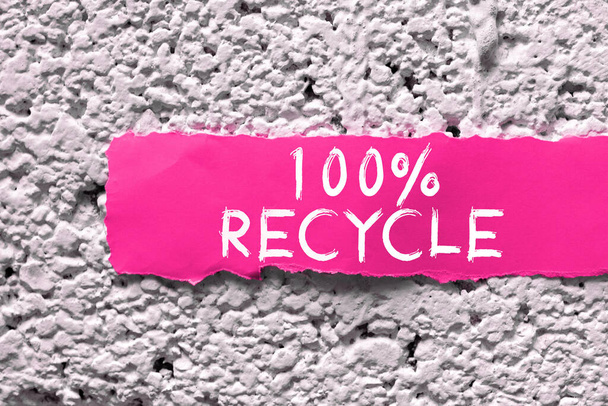 Didascalia di testo che presenta 100 per cento riciclare, Business concept Set di biodegradabile, BPA libero e compostabile riciclabile astratto concentrandosi su una singola idea, risolvere il concetto di problema principale - Foto, immagini
