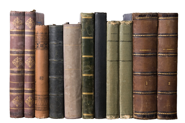 isolierte Reihe mit alten Büchern - Foto, Bild