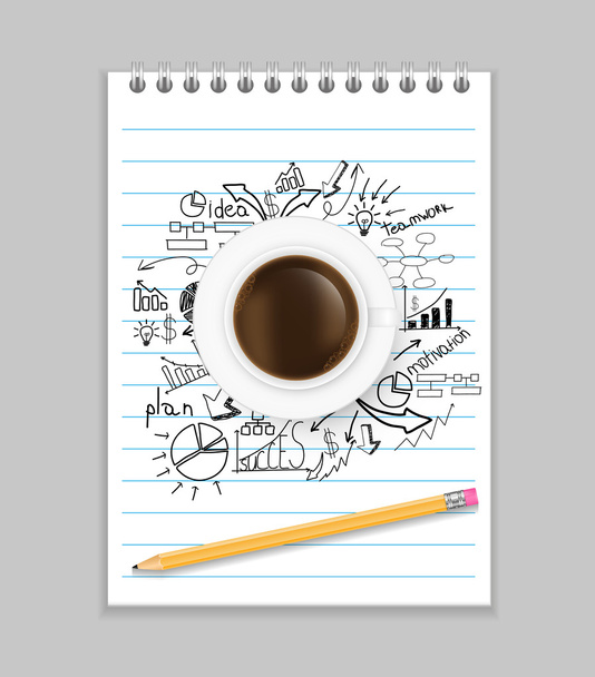 Cup of coffee traveling concept. Vector eps10 illustration - Vetor, Imagem