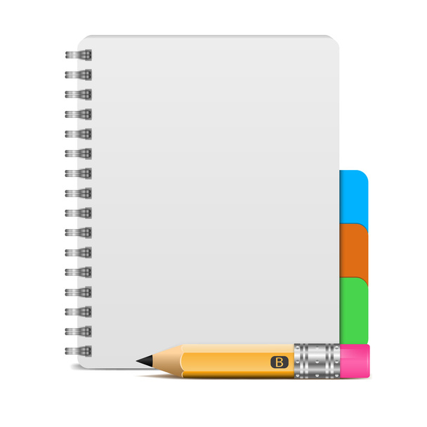 Open blank note book with some stickies isolated on a white background - Vector - Vektor, kép