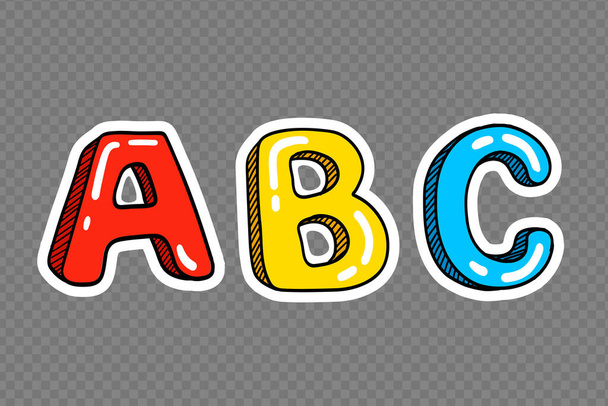ABC Hand Drawn alphabet letters on grey background  - Vector, Image