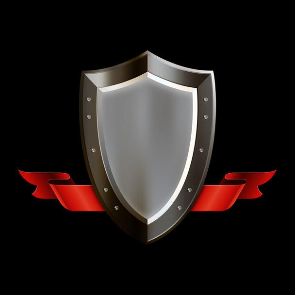 Medieval shield with red ribbon. - Foto, Imagem