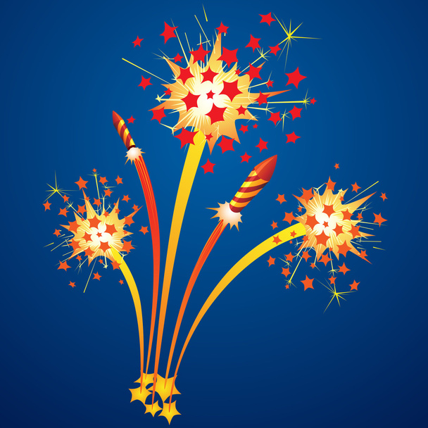 Fireworks and flying rockets - Vector, Image