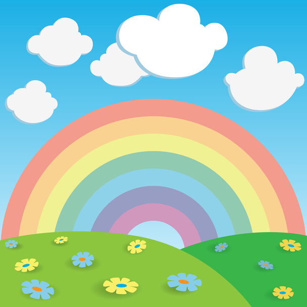 Rainbow and flowers - Vecteur, image