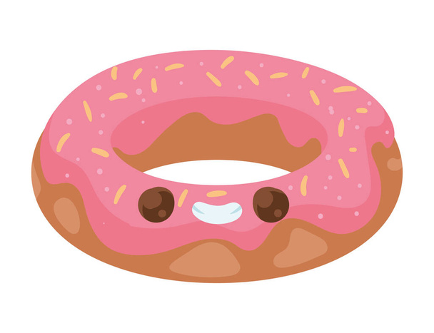 kawaii zoete donut komisch karakter - Vector, afbeelding