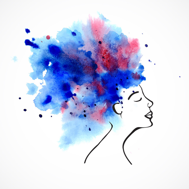 Woman with  blue hair - Vector, Image