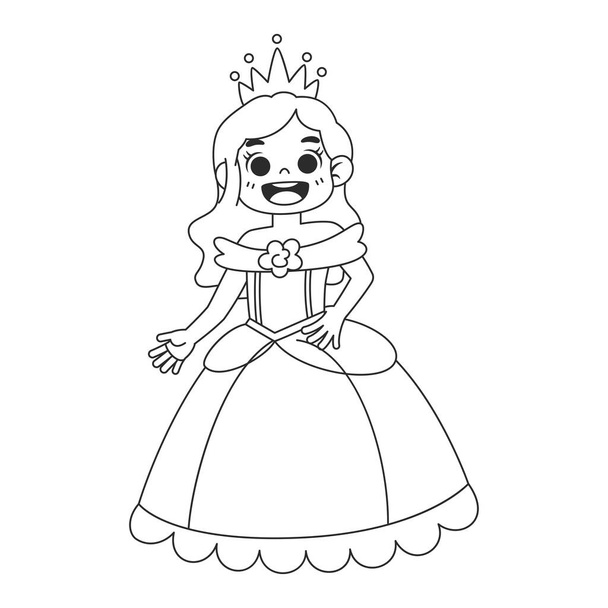 Isolated princess draw costume halloween kids vector illustration - Vektor, kép