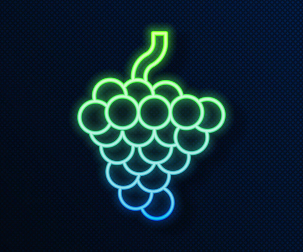 Gloeiende neon lijn Druivenfruit pictogram geïsoleerd op blauwe achtergrond. Vector. - Vector, afbeelding