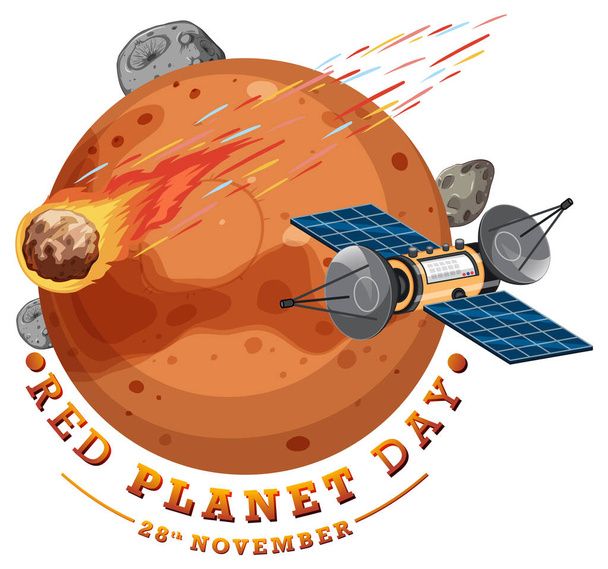 赤い惑星の日のロゴデザインイラスト - ベクター画像