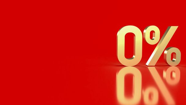 gold zero percent on red background  for promotion concept 3d rendering - Φωτογραφία, εικόνα