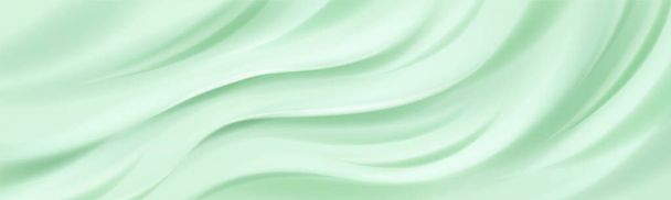 Cream texture, green background of cosmetics gel or ice cream with smooth ripples and waves. Mint cosmetic, frosting, moisture balm, creamy dessert horizontal backdrop Realistic 3d vector illustration - Vecteur, image
