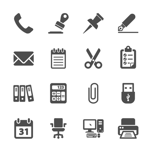 office supplies icon set, vector eps10 - Vettoriali, immagini